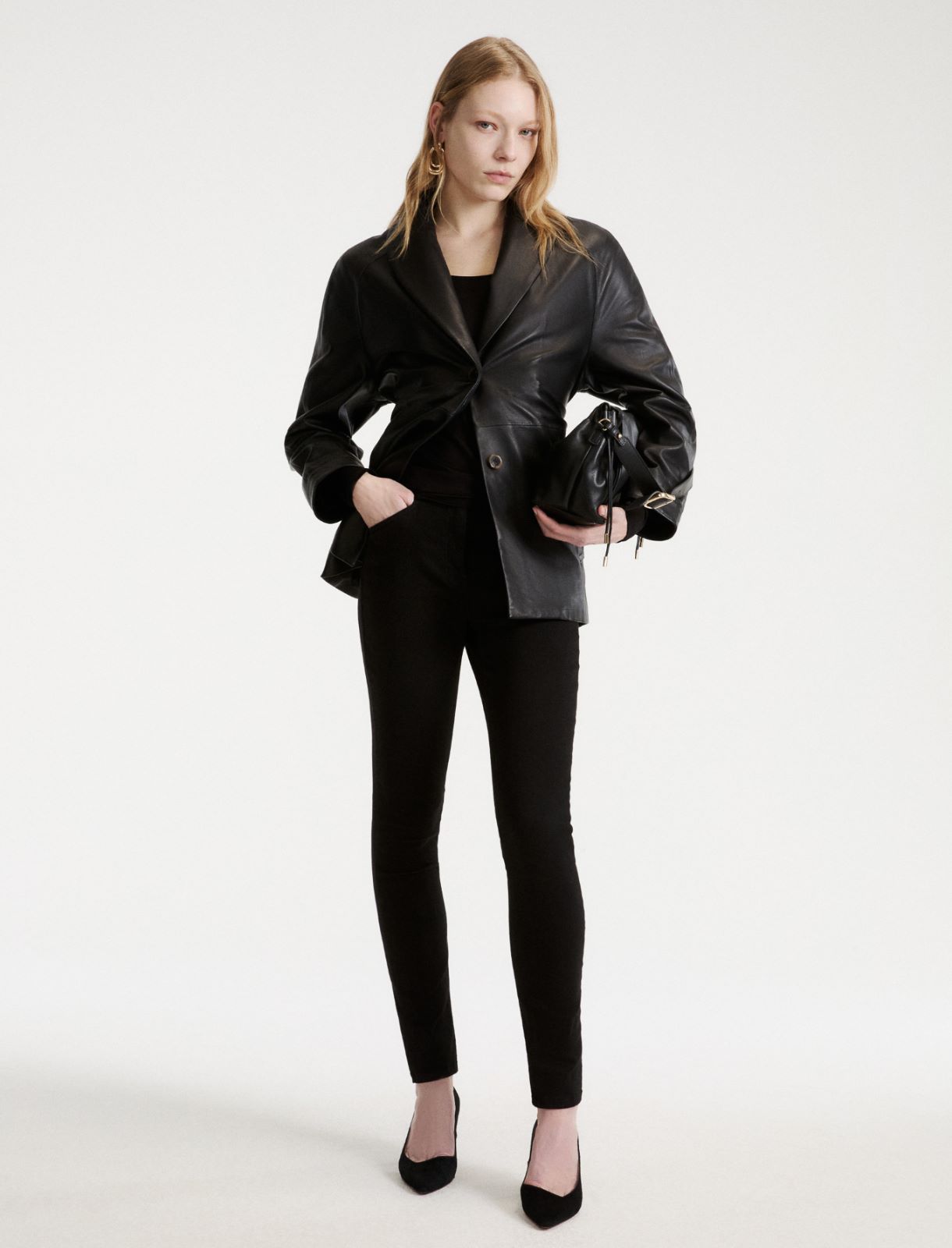 Pantalone skinny in cotone stretch - NERO - Marella - 2