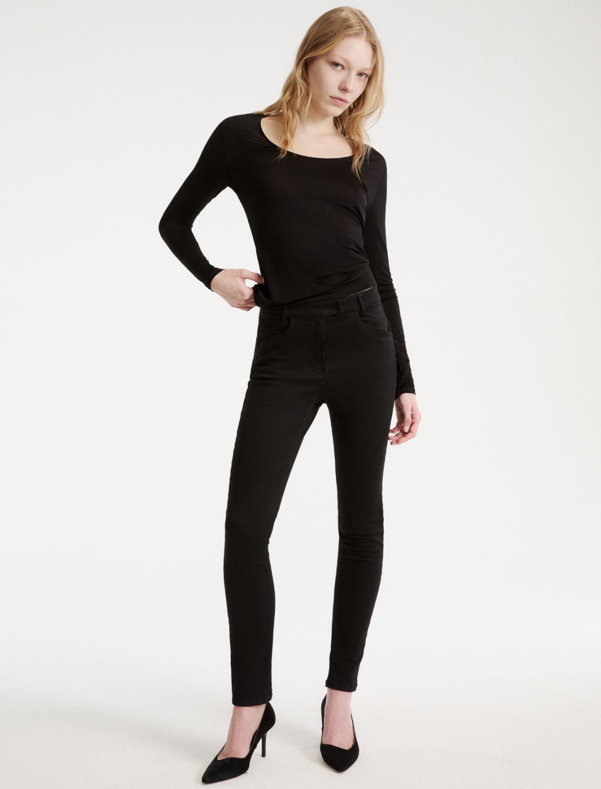 Pantalone skinny in cotone stretch - NERO - Marella - 4