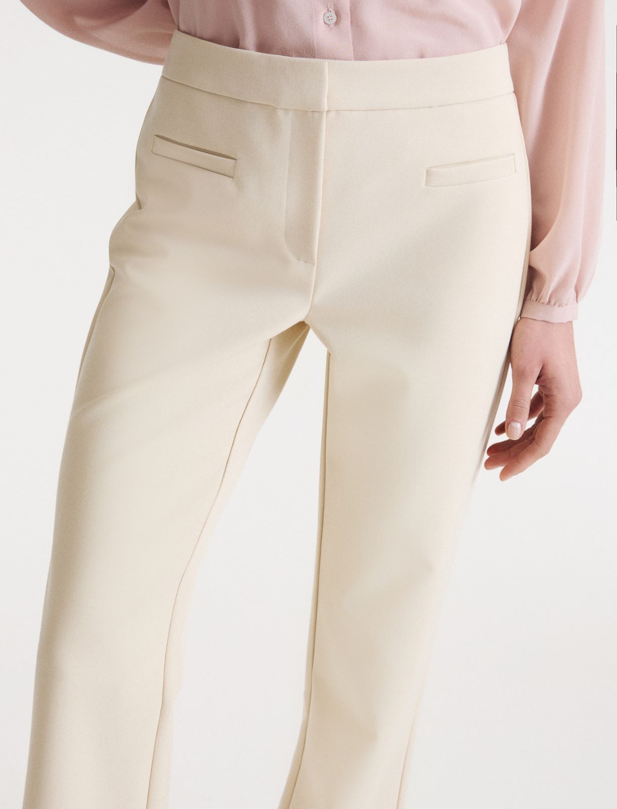 Stretch mini-flare trousers - WOOL WHITE - Marella - 5