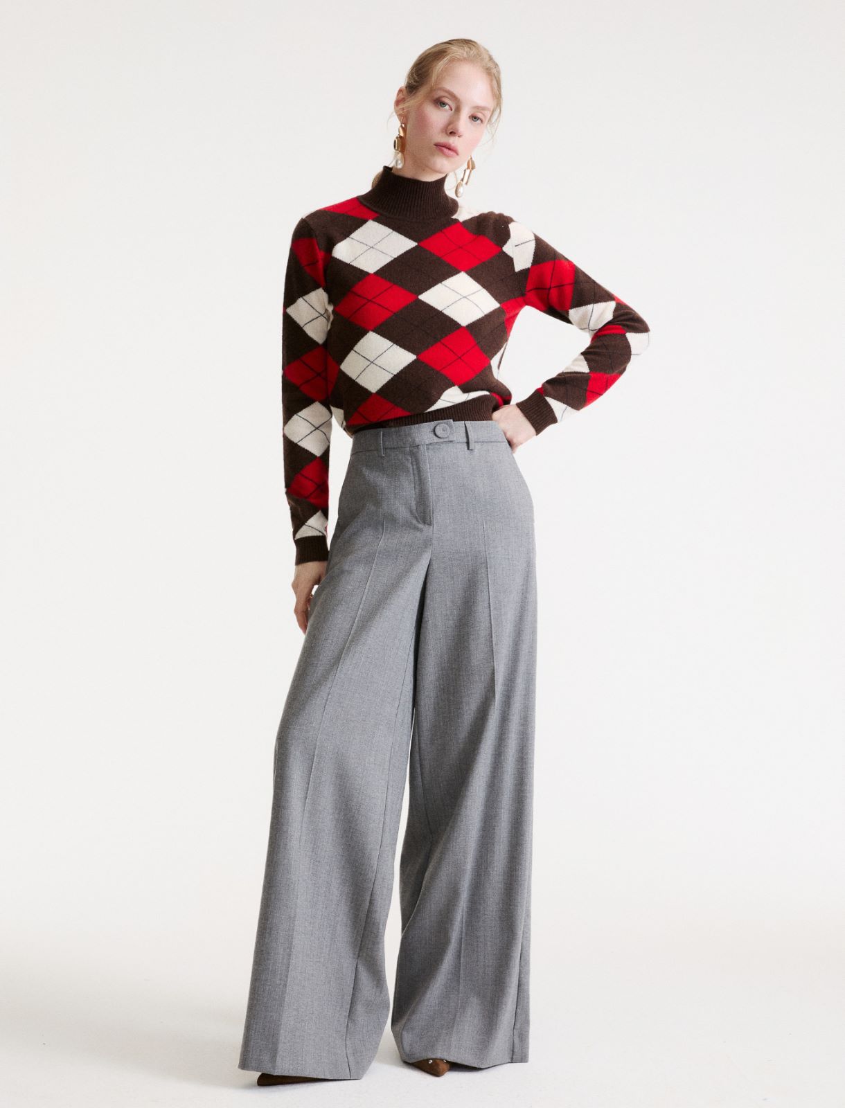 Comfortable wool trousers - MELANGE GREY - Marella - 4