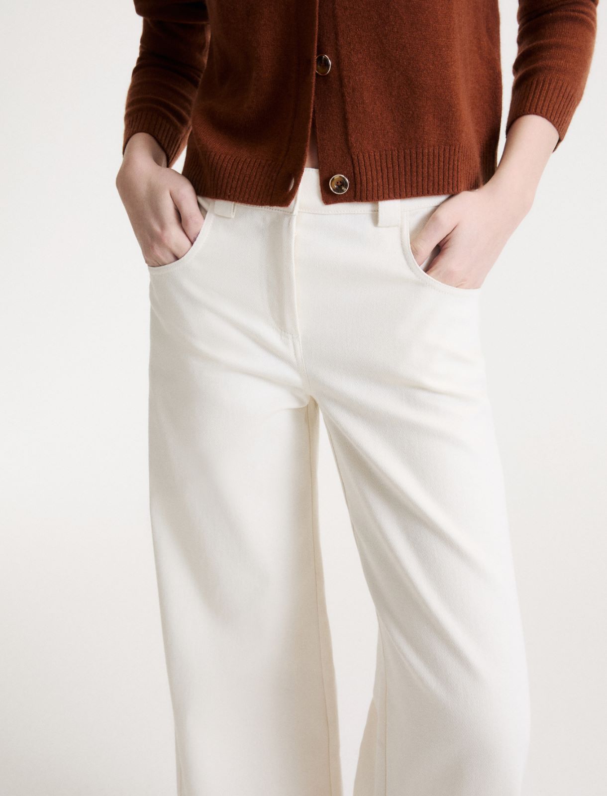 Five-pocket wide-leg trousers - CREAM - Marella - 5
