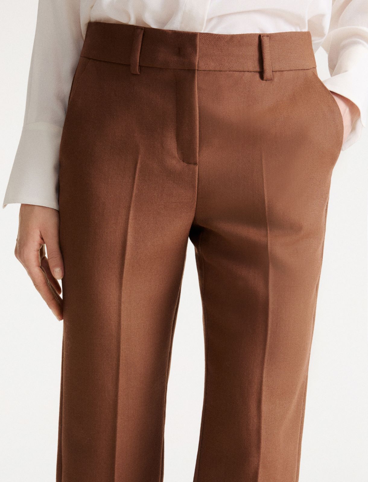 Straight-fit lightweight wool trousers - CARAMEL - Marella - 5