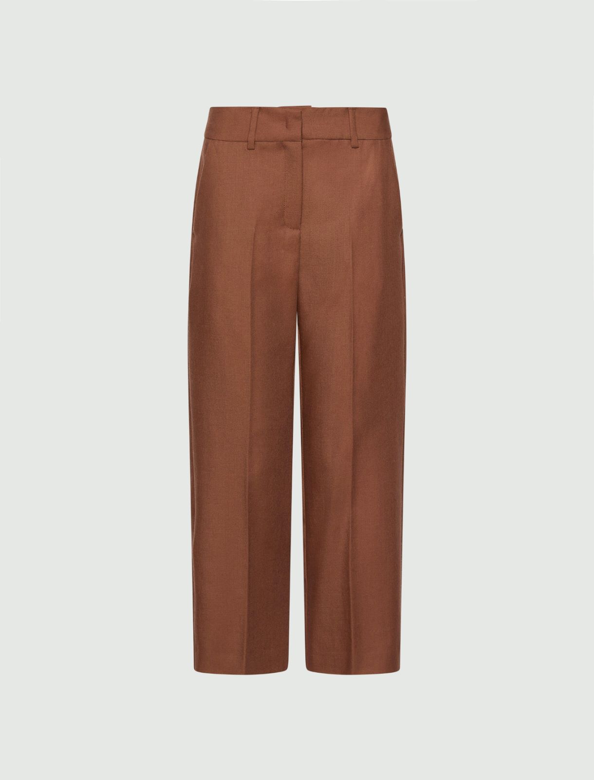 Straight-fit lightweight wool trousers - CARAMEL - Marella