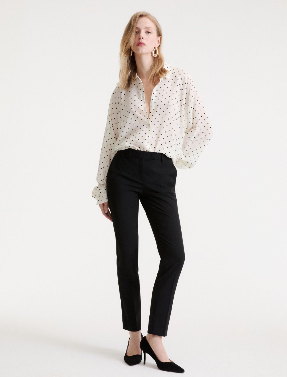Pantalone a sigaretta stretch - NERO - Marella - 4