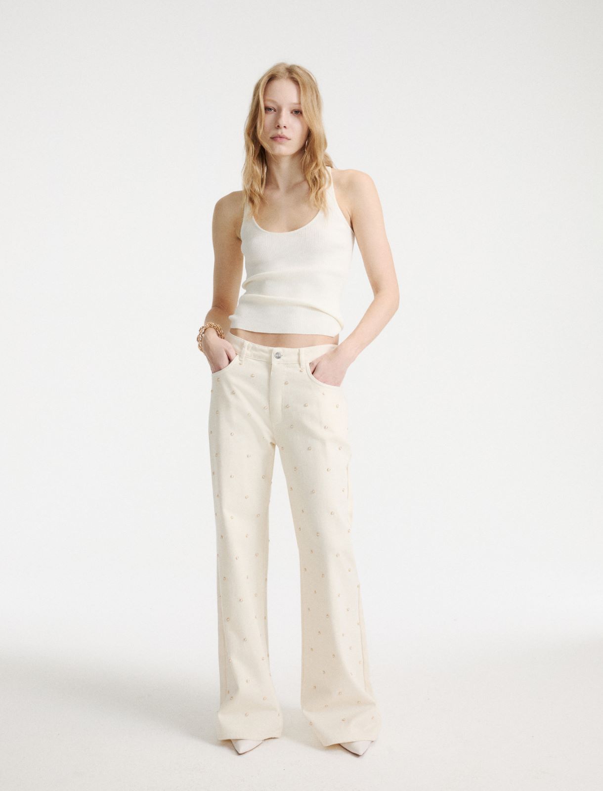 Wide-leg jeans with appliqués - CREAM - Marella - 2