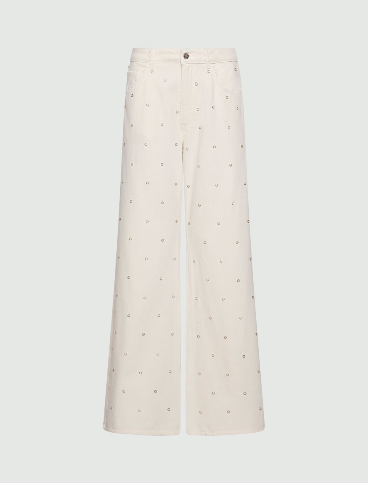 Wide-leg jeans with appliqués - CREAM - Marella
