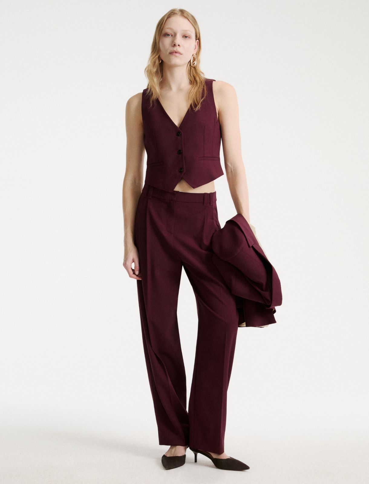 Stretch-wool carrot trousers - BORDEAUX - Marella - 4