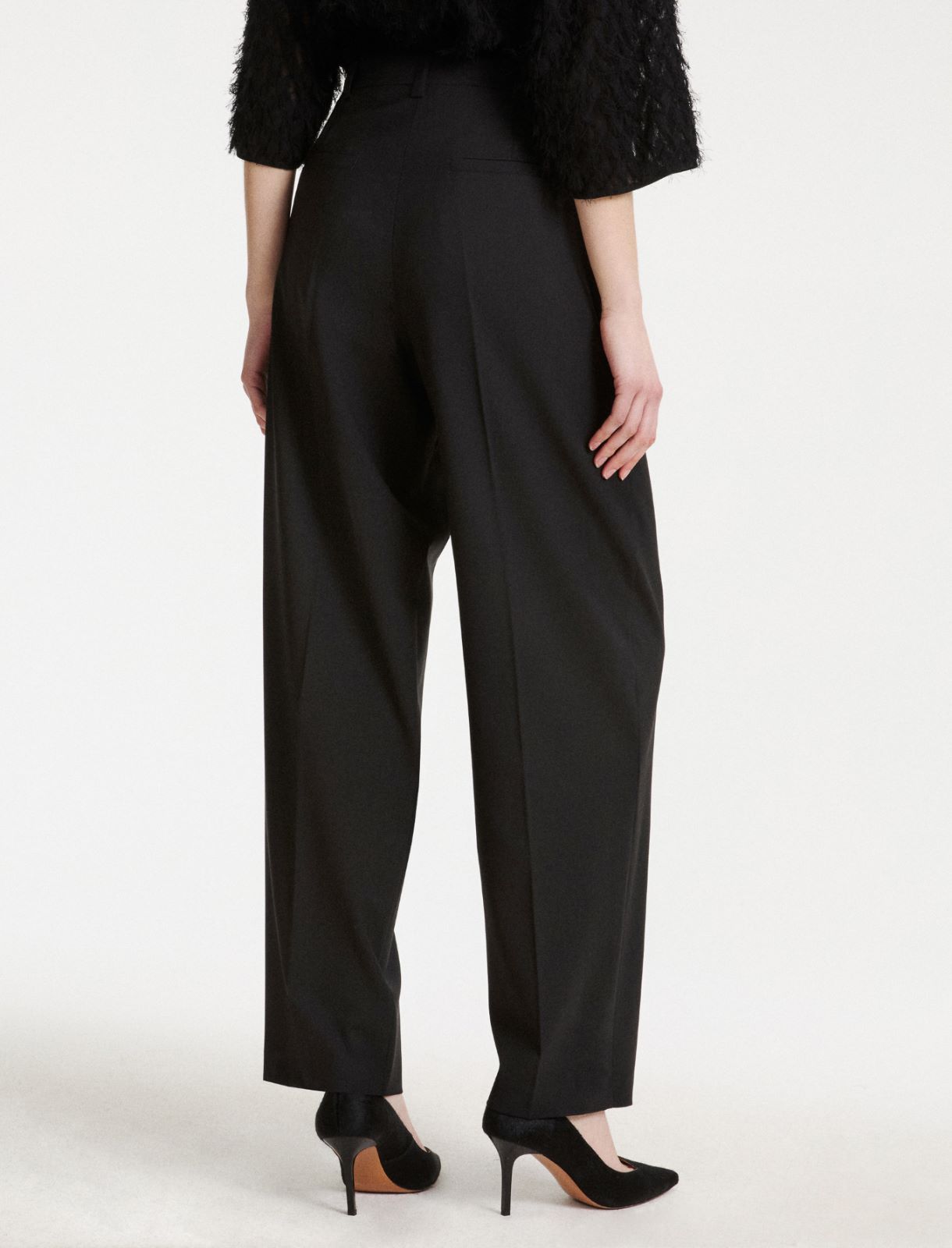 Stretch-wool carrot trousers - BLACK - Marella - 3