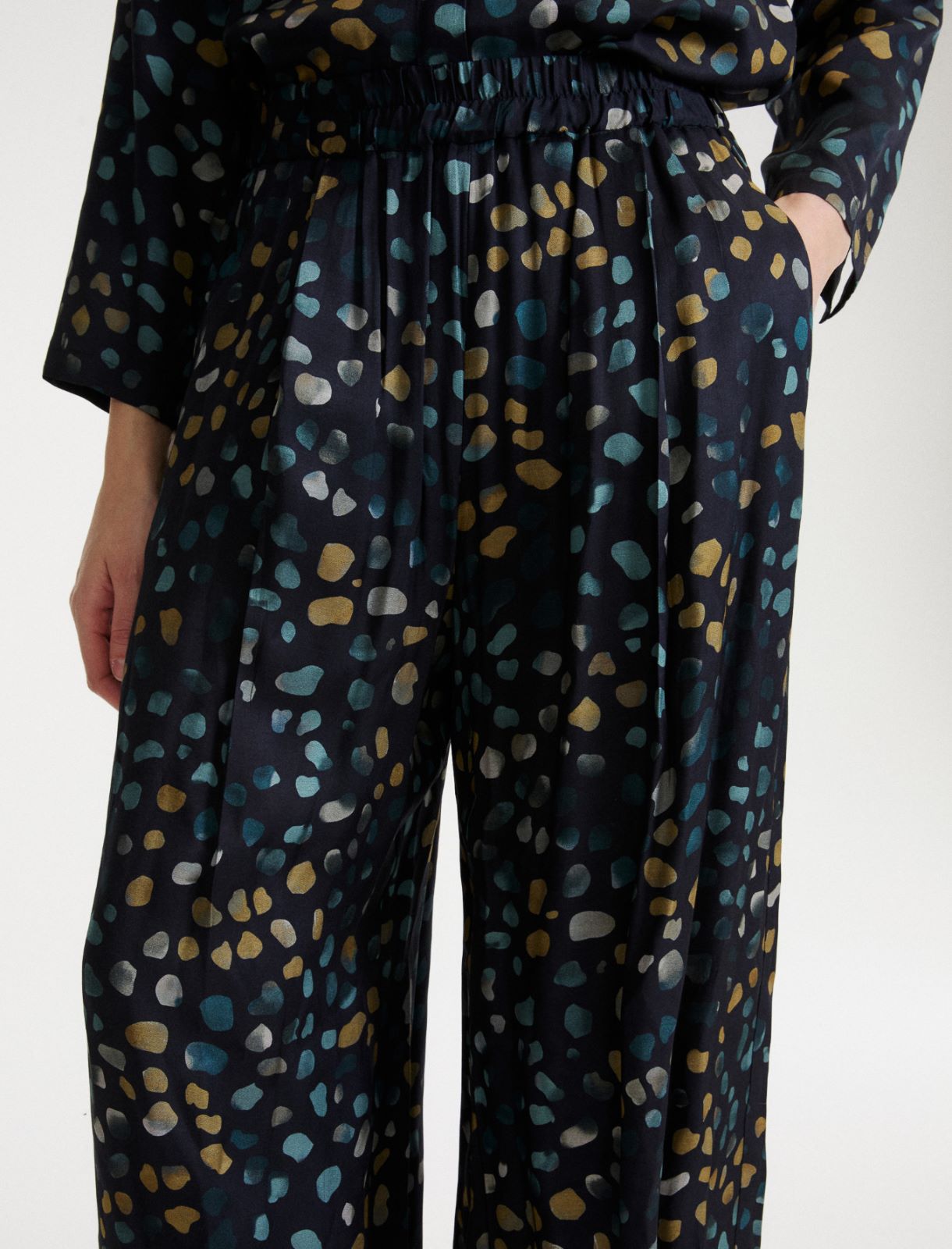 Hose aus bedrucktem Twill - NAVYBLAU - Marella - 5