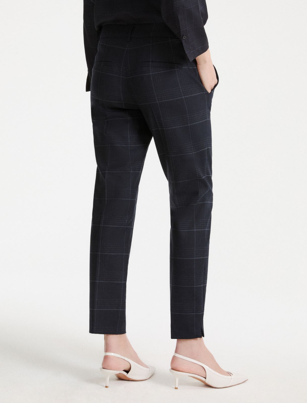 Stretch Trousers with Ankle Slits - NAVY - Marella - 3