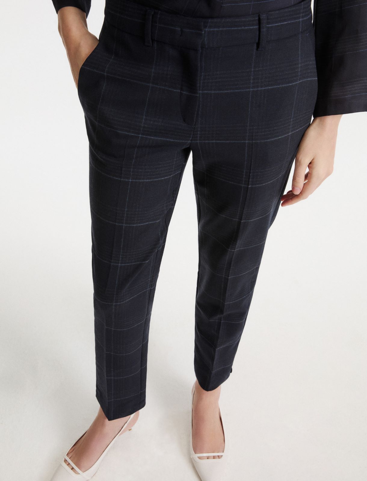 Stretch Trousers with Ankle Slits - NAVY - Marella - 5