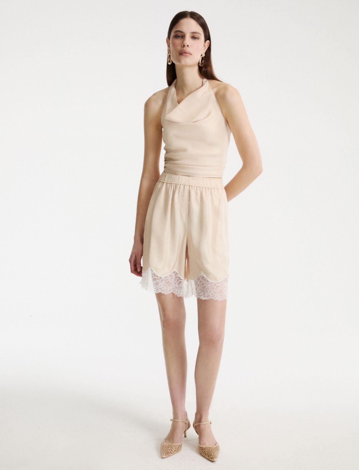 Lace-trimmed Bermuda shorts - CREAM - Marella - 4
