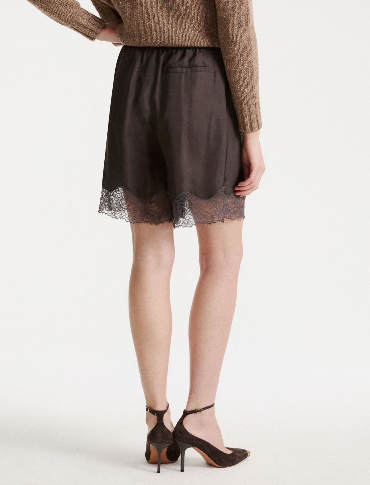 Lace-trimmed Bermuda shorts - DARK GREY - Marella - 3