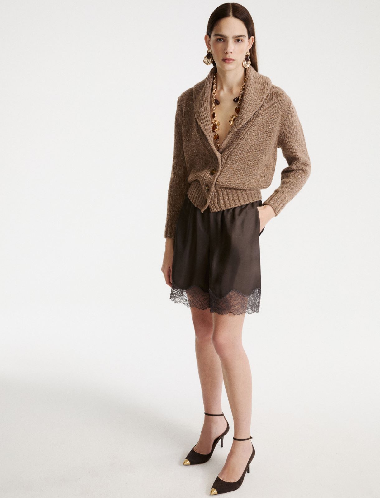 Lace-trimmed Bermuda shorts - DARK GREY - Marella - 4