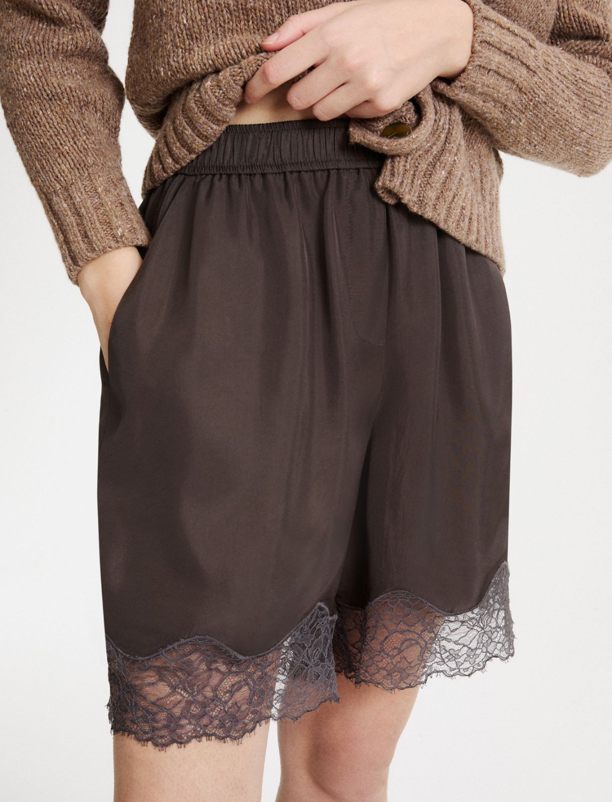 Lace-trimmed Bermuda shorts - DARK GREY - Marella - 5