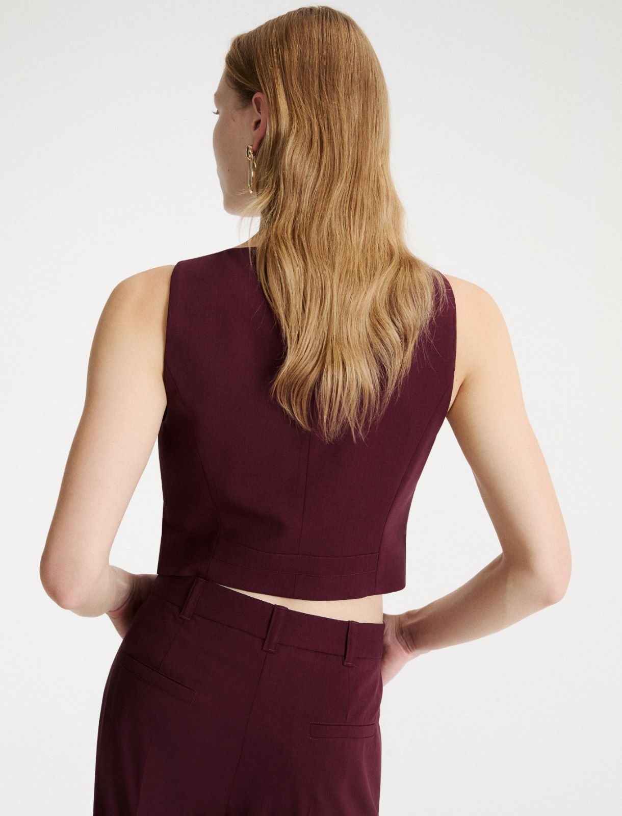 Stretch wool waistcoat - BORDEAUX - Marella - 3