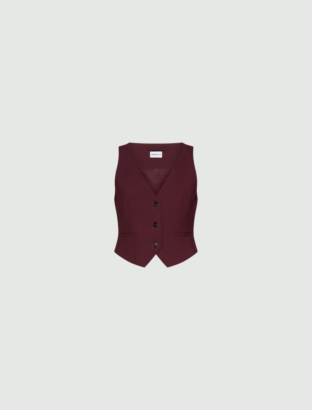 Stretch wool waistcoat - BORDEAUX - Marella
