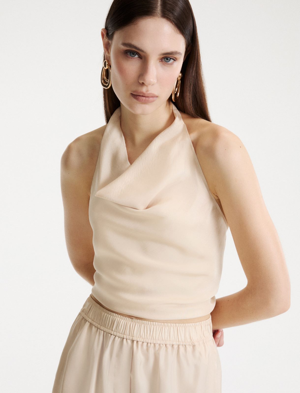 Sleeveless twill top - CREAM - Marella - 4