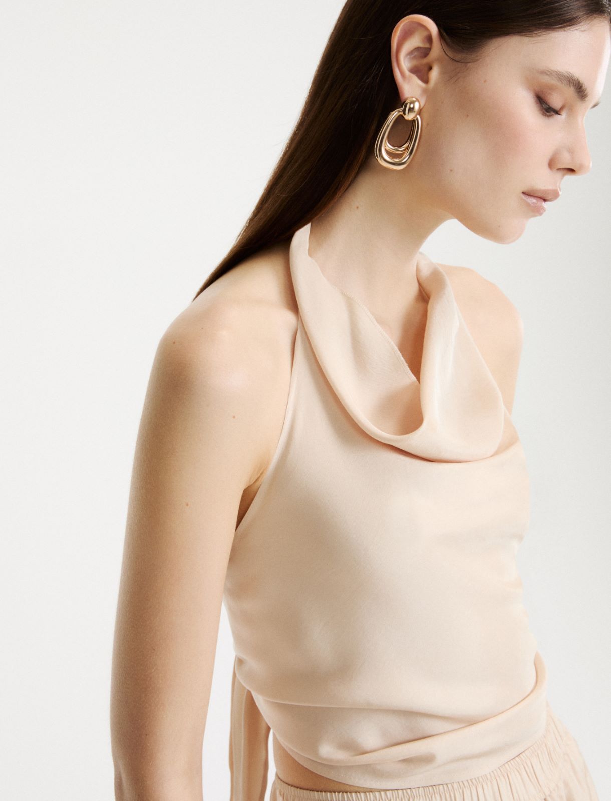 Sleeveless twill top - CREAM - Marella - 5