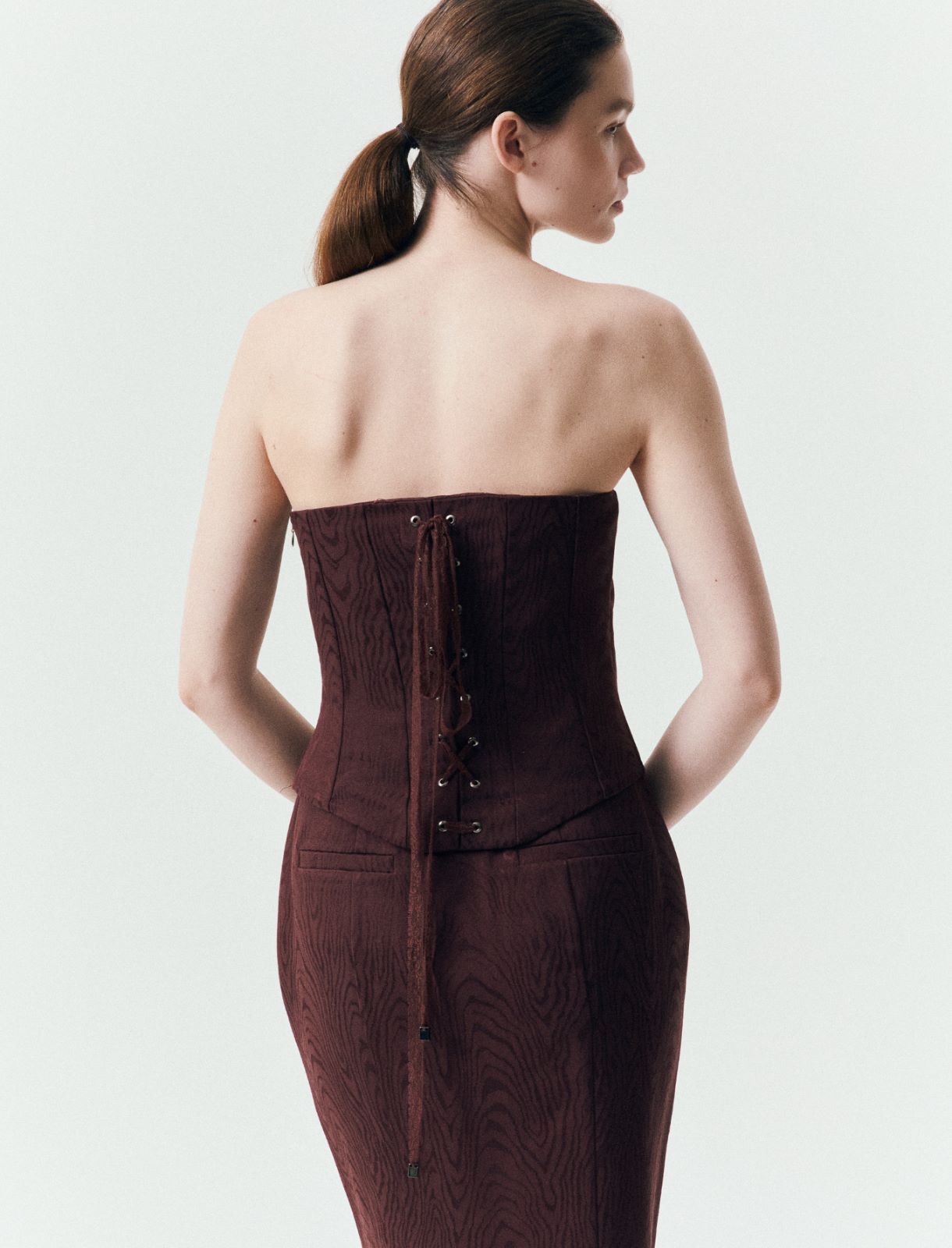 Lace-up bustier - CHOCOLATE - Marella - 3