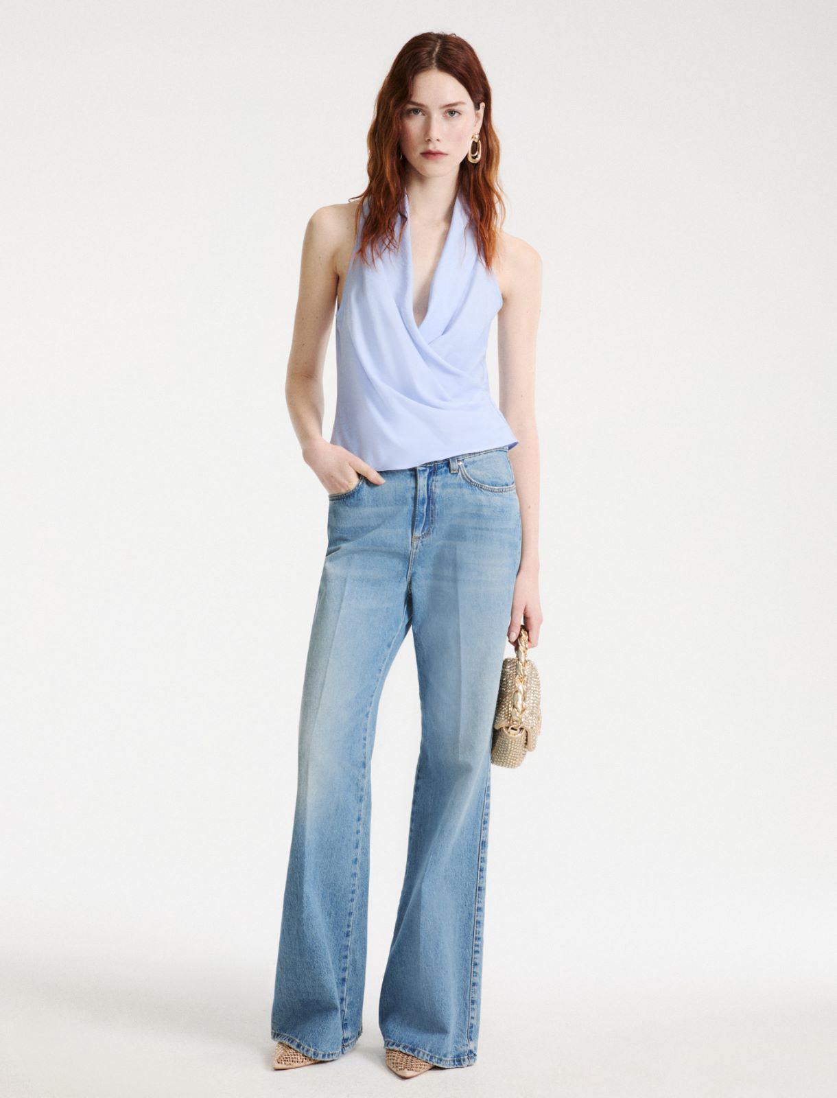 Draped crossover top - LIGHT BLUE - Marella - 2
