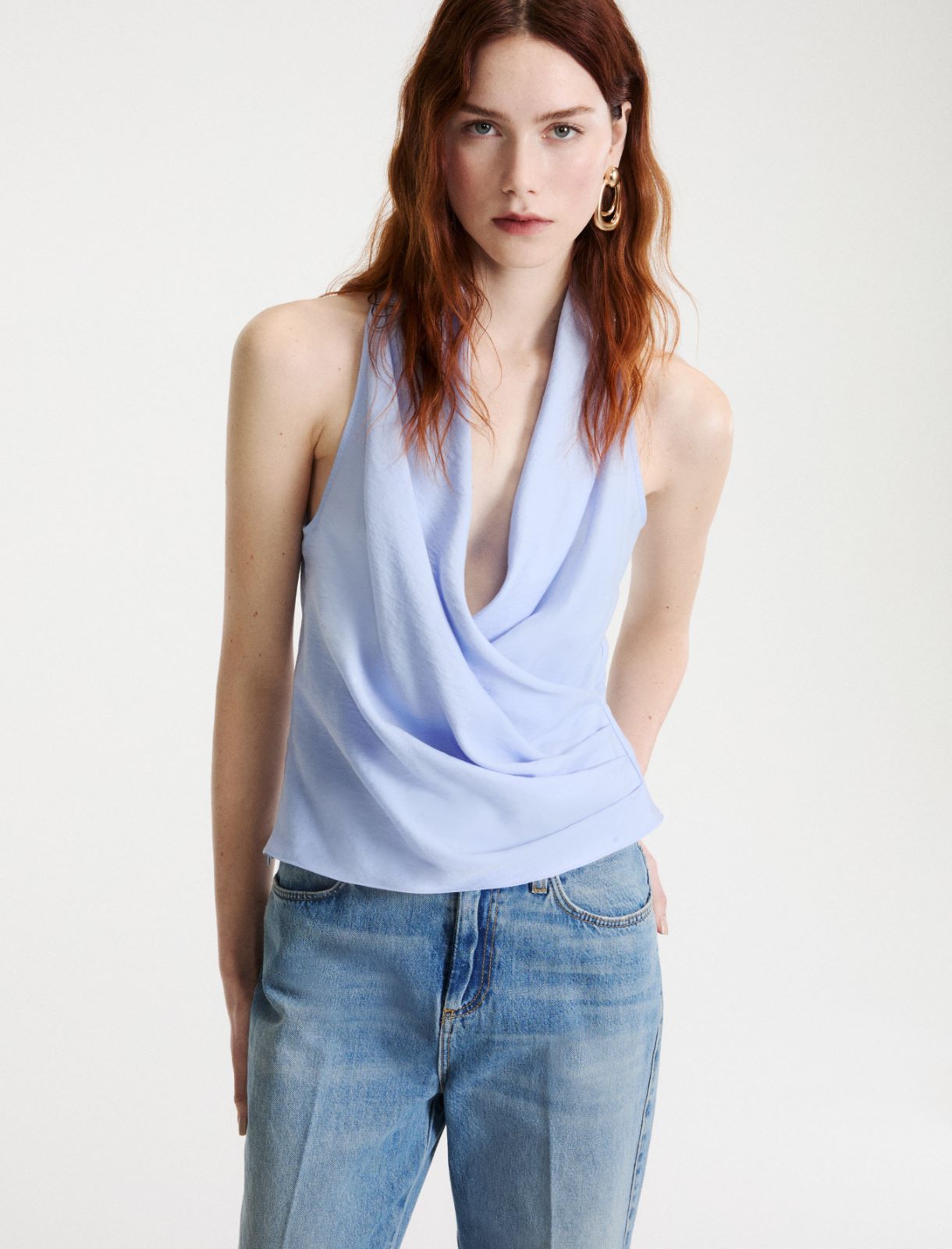 Draped crossover top - LIGHT BLUE - Marella - 4