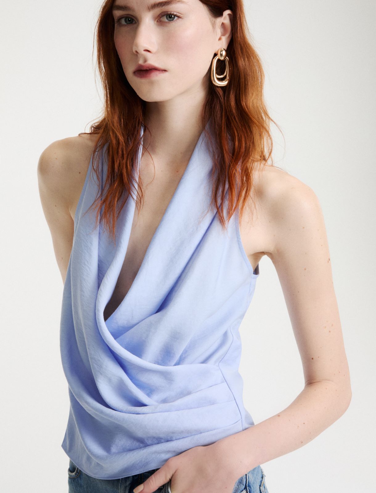 Draped crossover top - LIGHT BLUE - Marella - 5