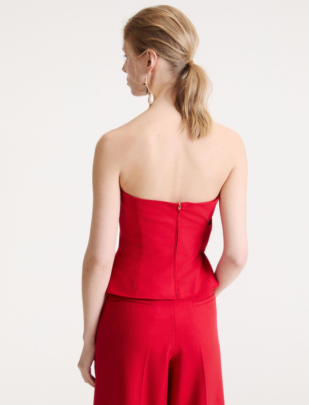 Top bustier in twill stretch - ROSSO - Marella - 3