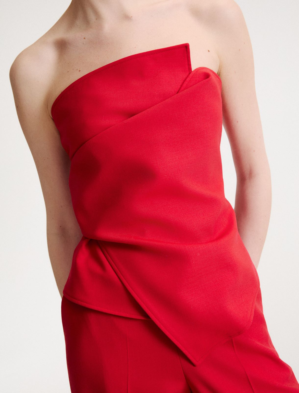 Top bustier in twill stretch - ROSSO - Marella - 5