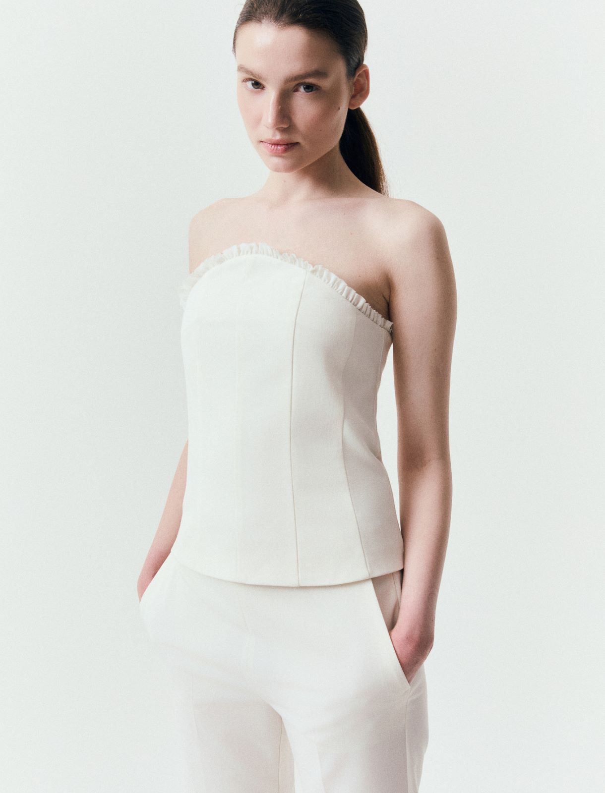 Mini-ruffle bustier - IVORY - Marella - 4