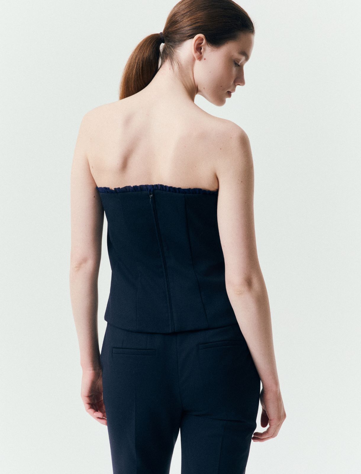 Bustier con mini rouche - NAVY - Marella - 3