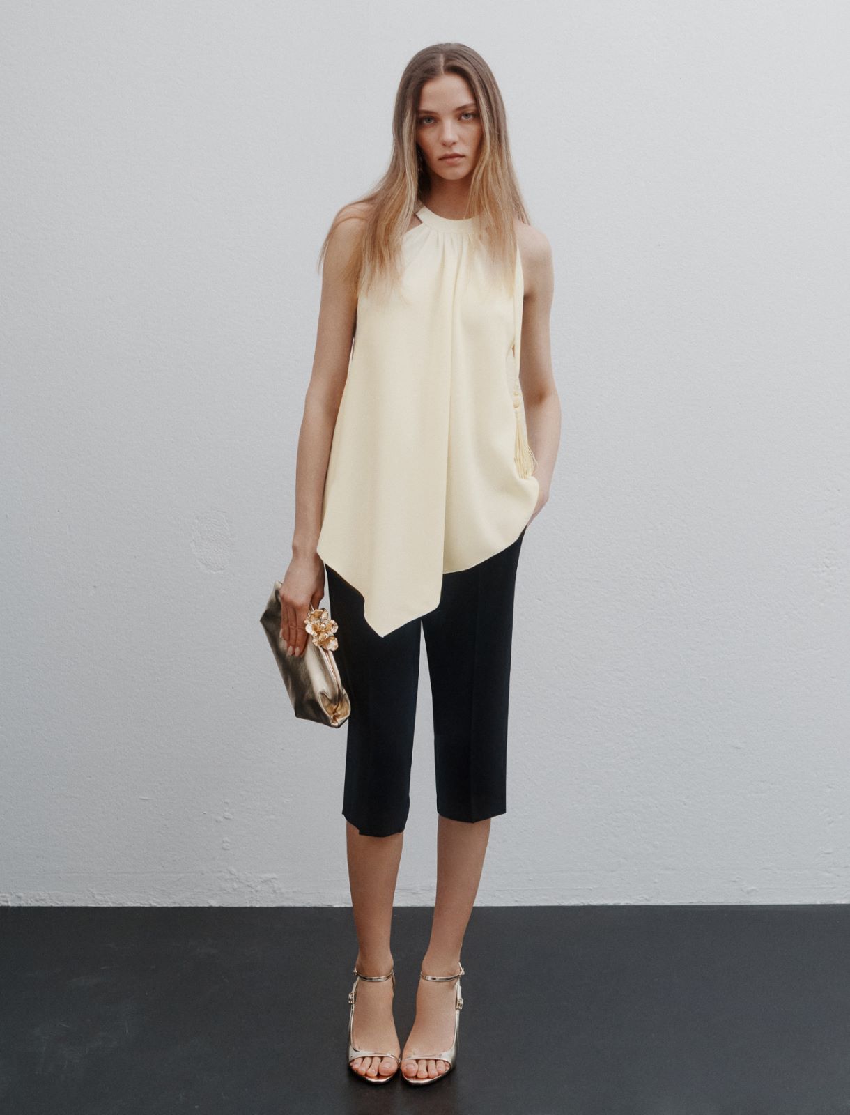 Asymmetric envers satin top - WOOL WHITE - Marella - 2
