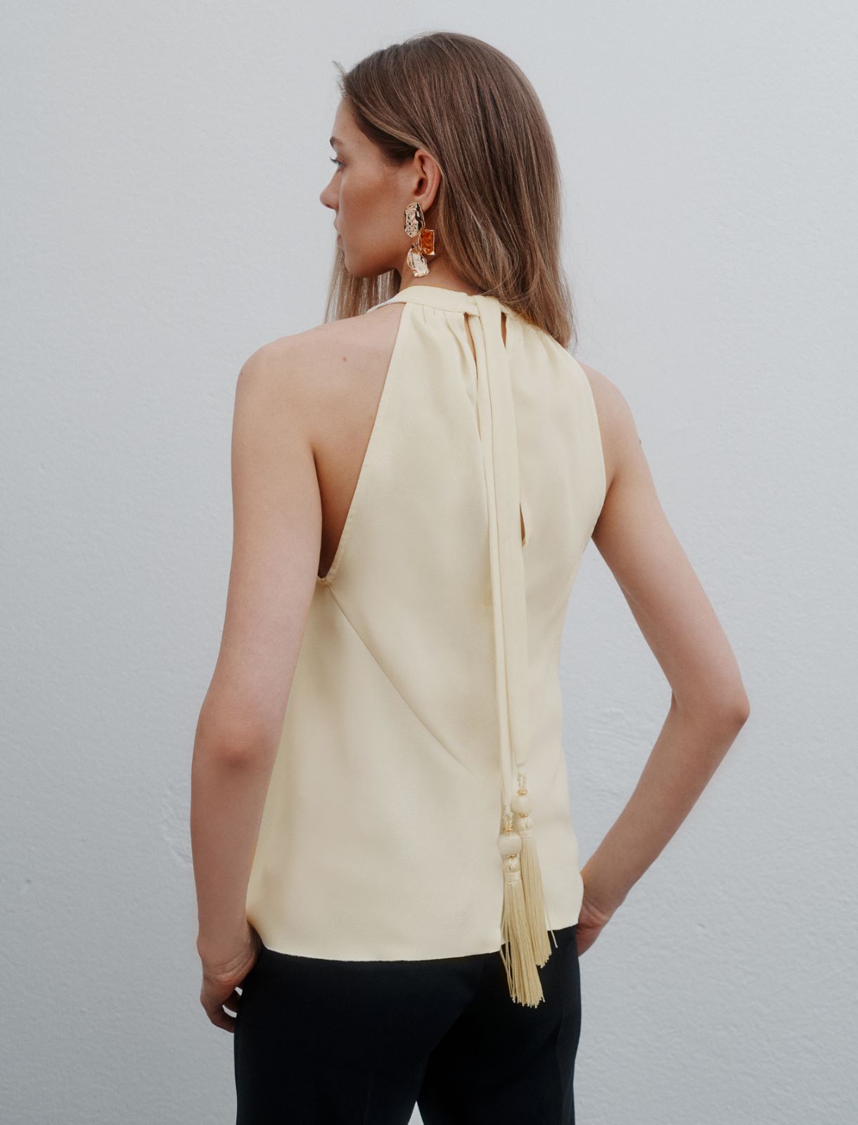 Asymmetric envers satin top - WOOL WHITE - Marella - 3