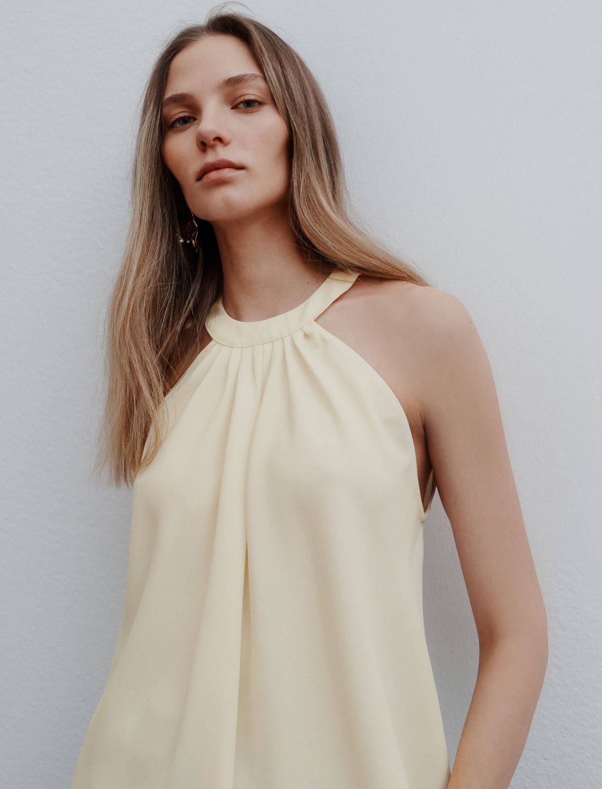 Asymmetric envers satin top - WOOL WHITE - Marella - 5