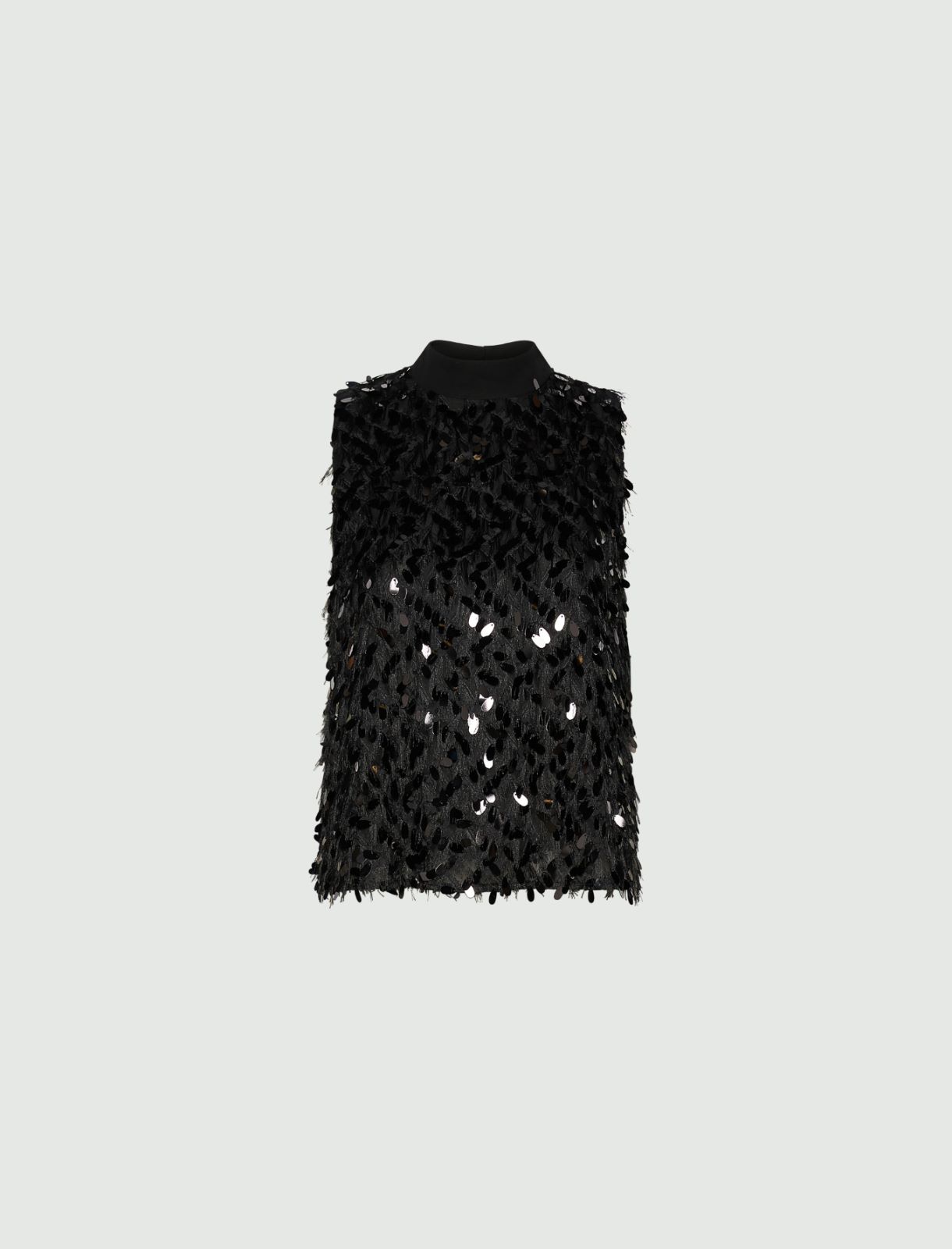 Sleeveless sequinned fil coupé top - BLACK - Marella