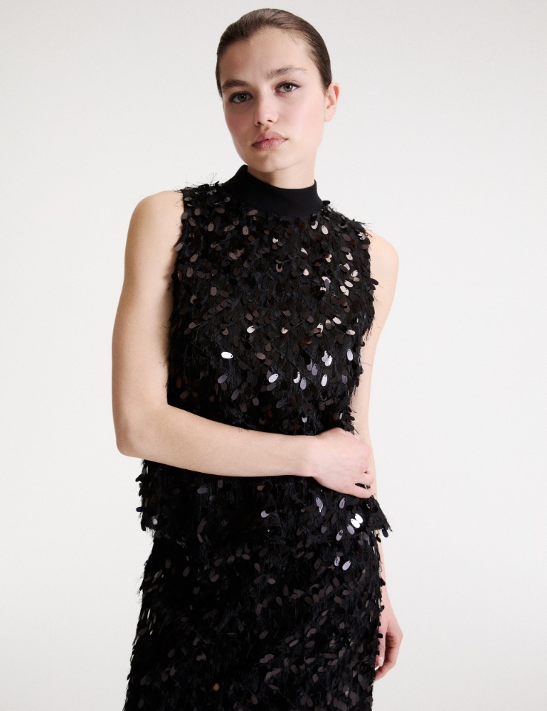 Sleeveless sequinned fil coupé top - Marella