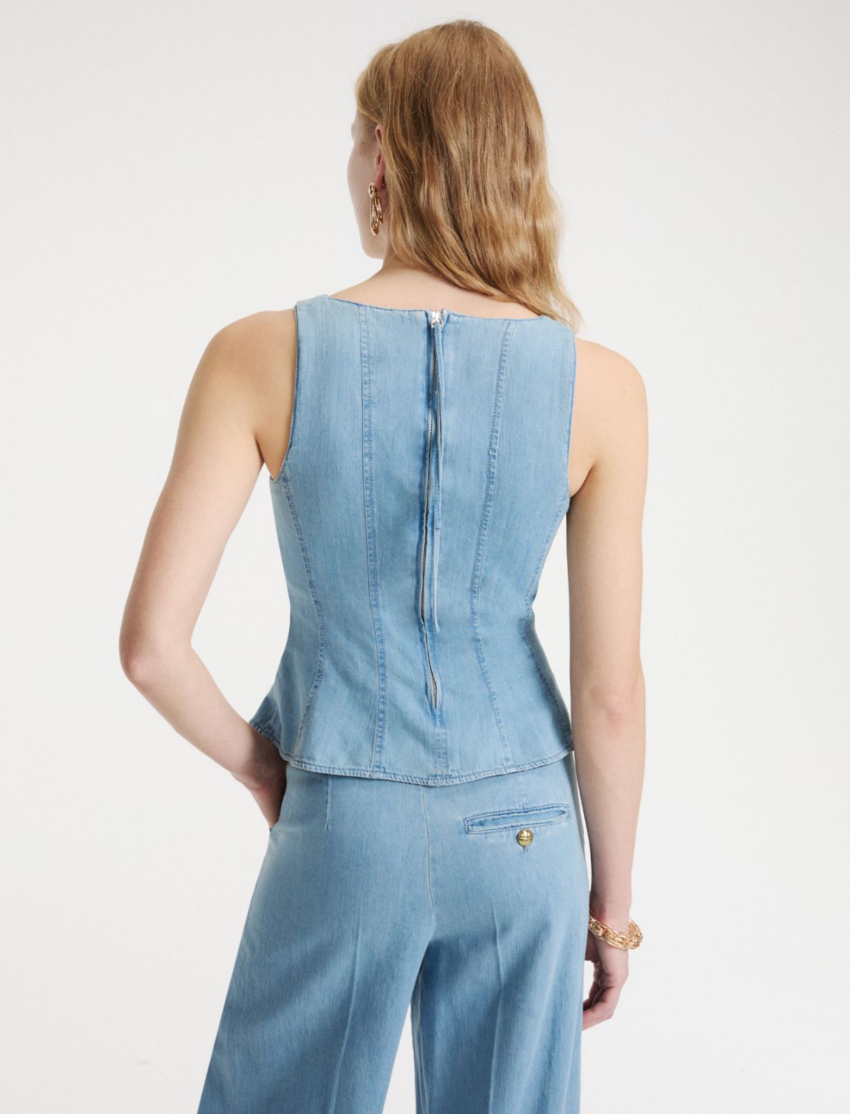 Shaped denim top - BLUE JEANS - Marella - 3