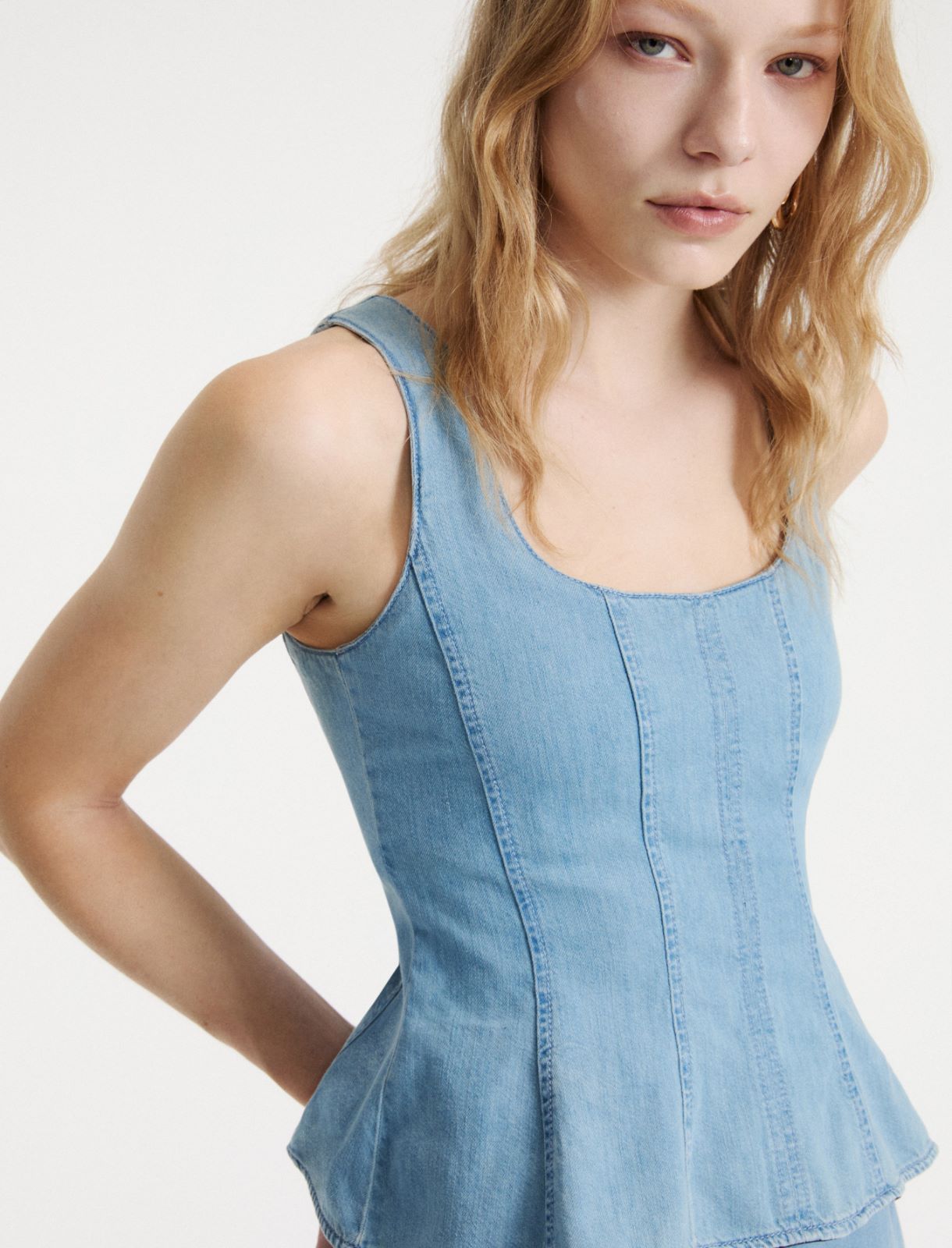 Shaped denim top - BLUE JEANS - Marella - 5