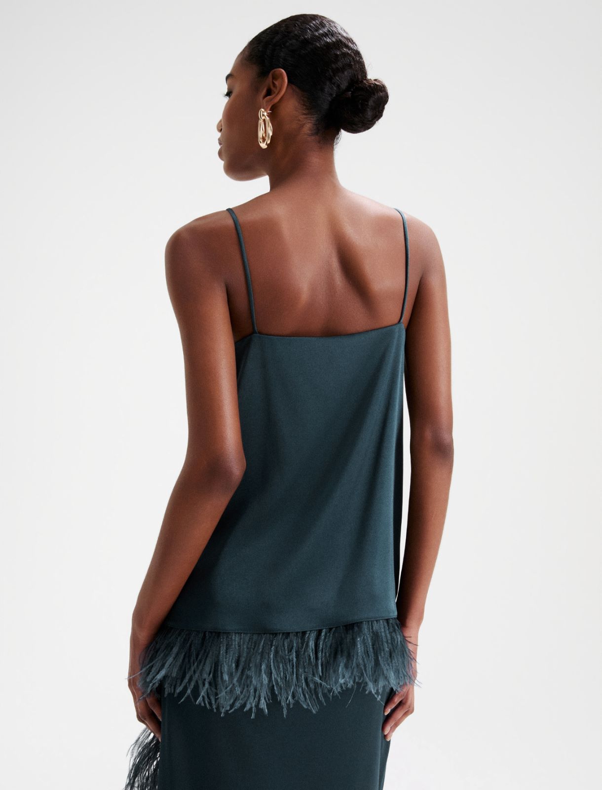 Satynowy top bieliźniany z piórami - LOTNICZY - Marella - 3