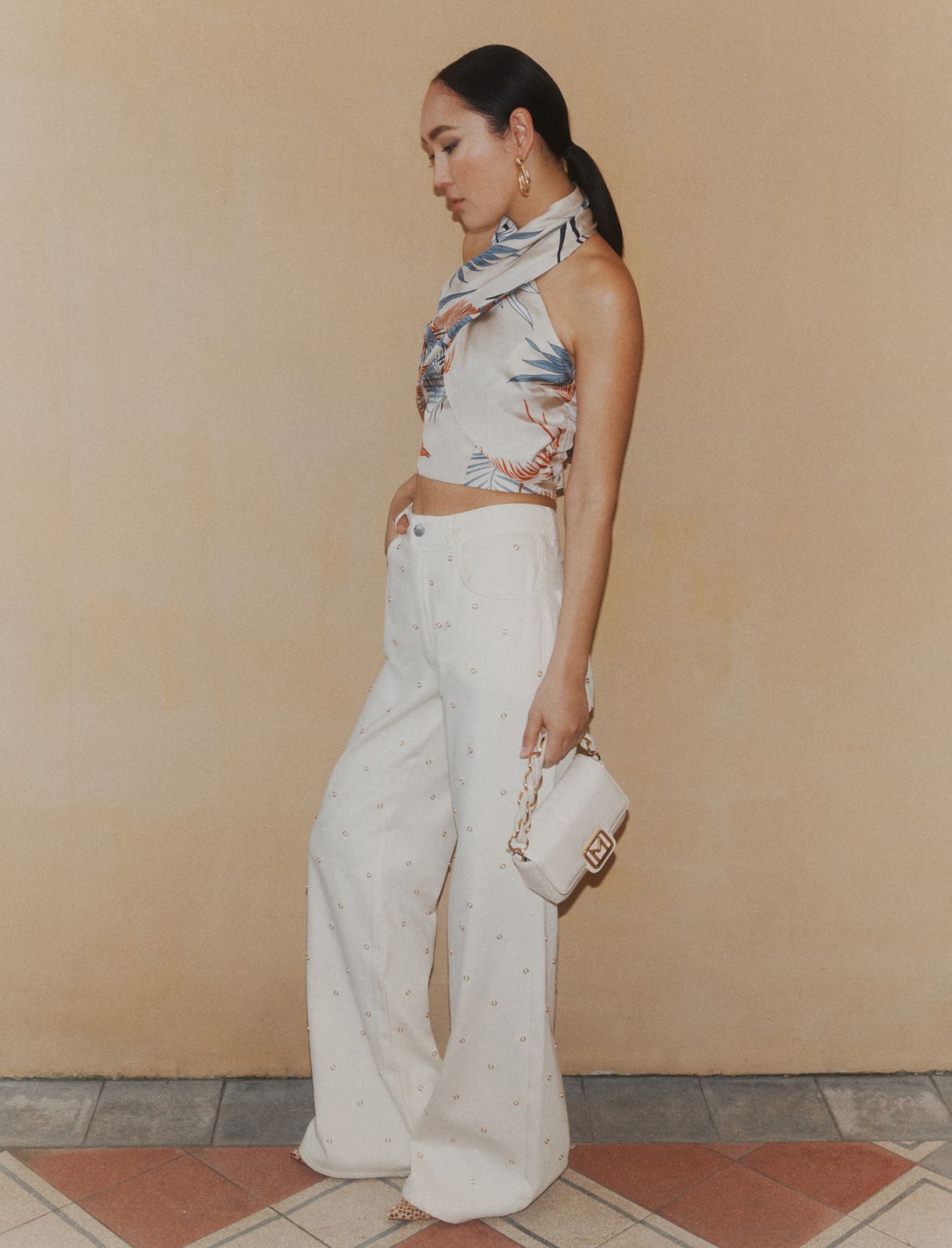 Crossover cropped top - CREAM - Marella - 2