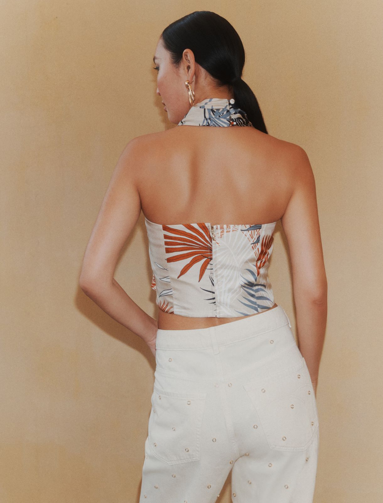 Crossover cropped top - CREAM - Marella - 3