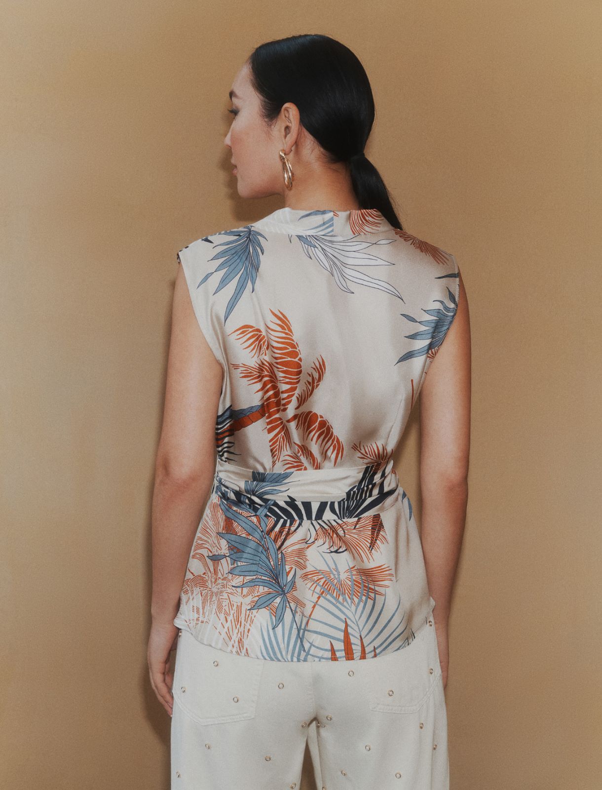 Blusa a portafoglio in seta - PANNA - Marella - 3