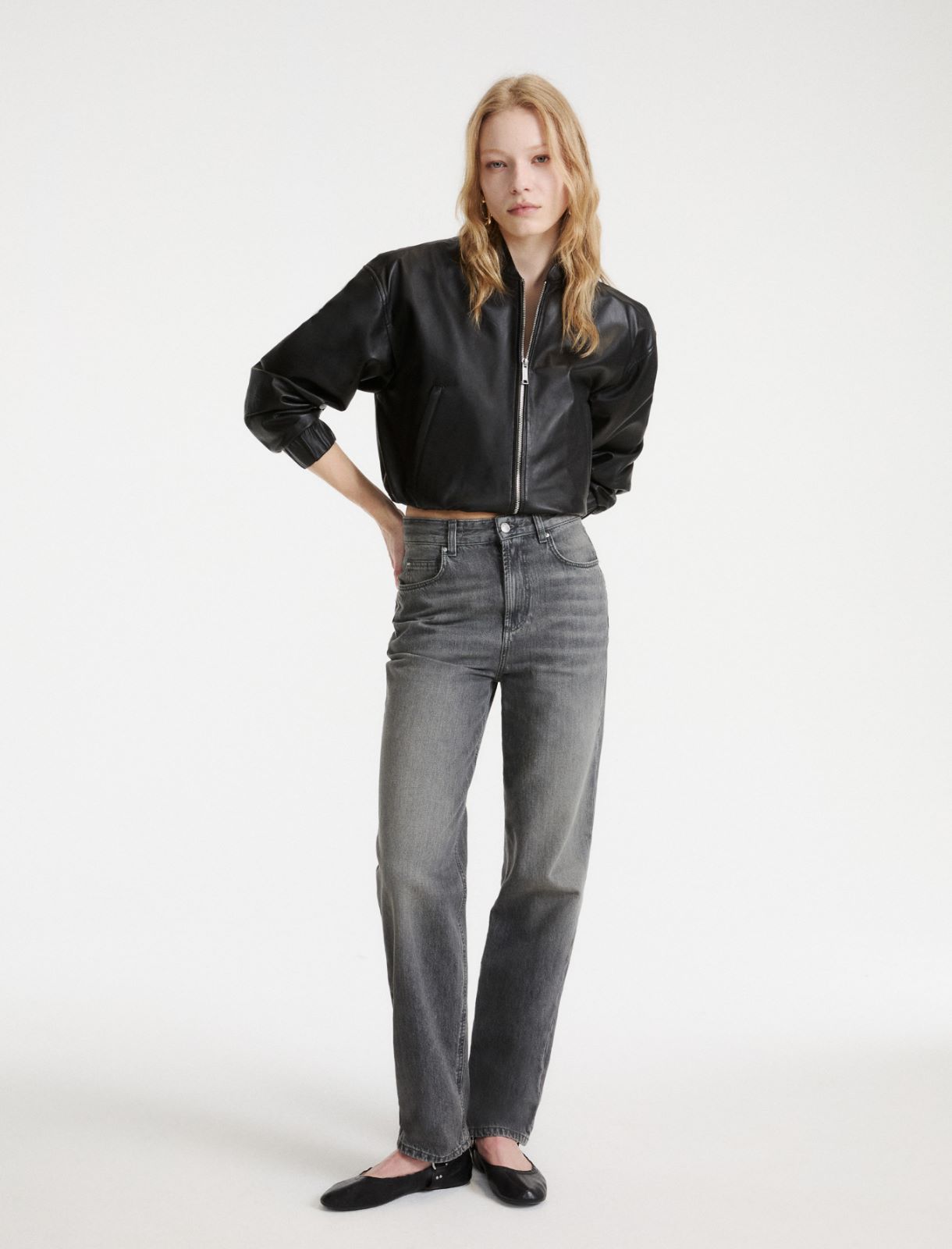 High-waisted mom-cut jeans - GREY - Marella - 4