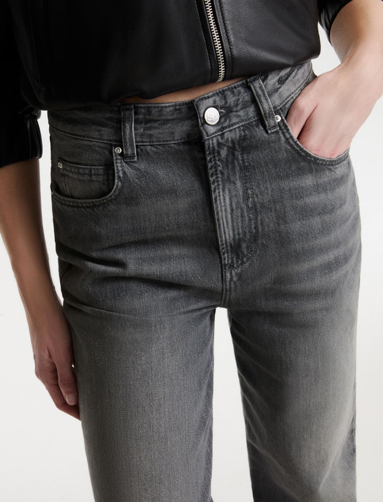 High-waisted mom-cut jeans - GREY - Marella - 5