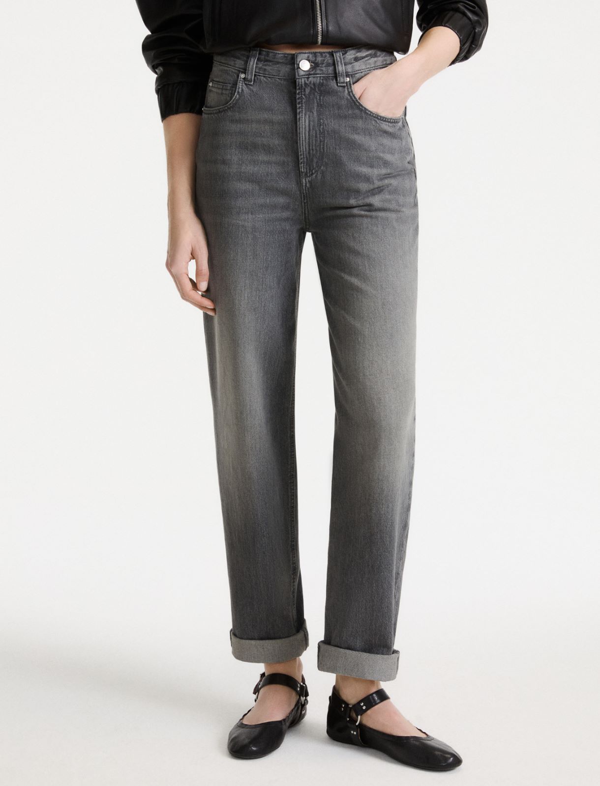 High-waisted mom-cut jeans - GREY - Marella - 6