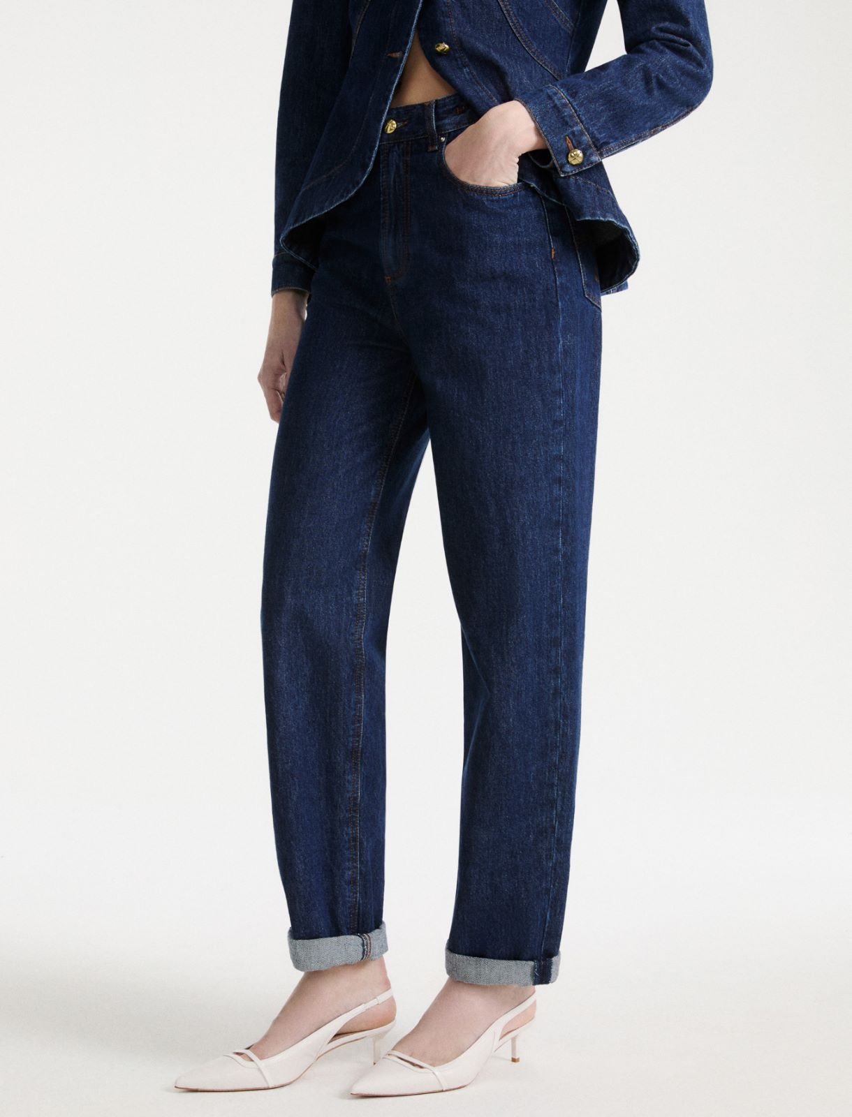 High-waisted mom-cut jeans - NAVY - Marella - 6