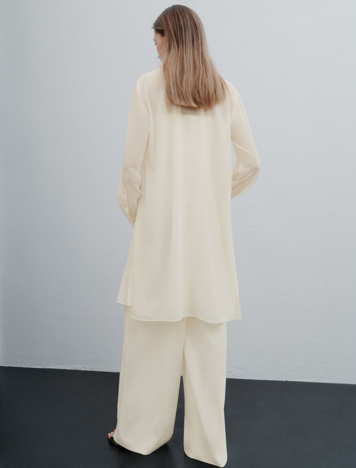 Long georgette shirt with necklace - WOOL WHITE - Marella - 3