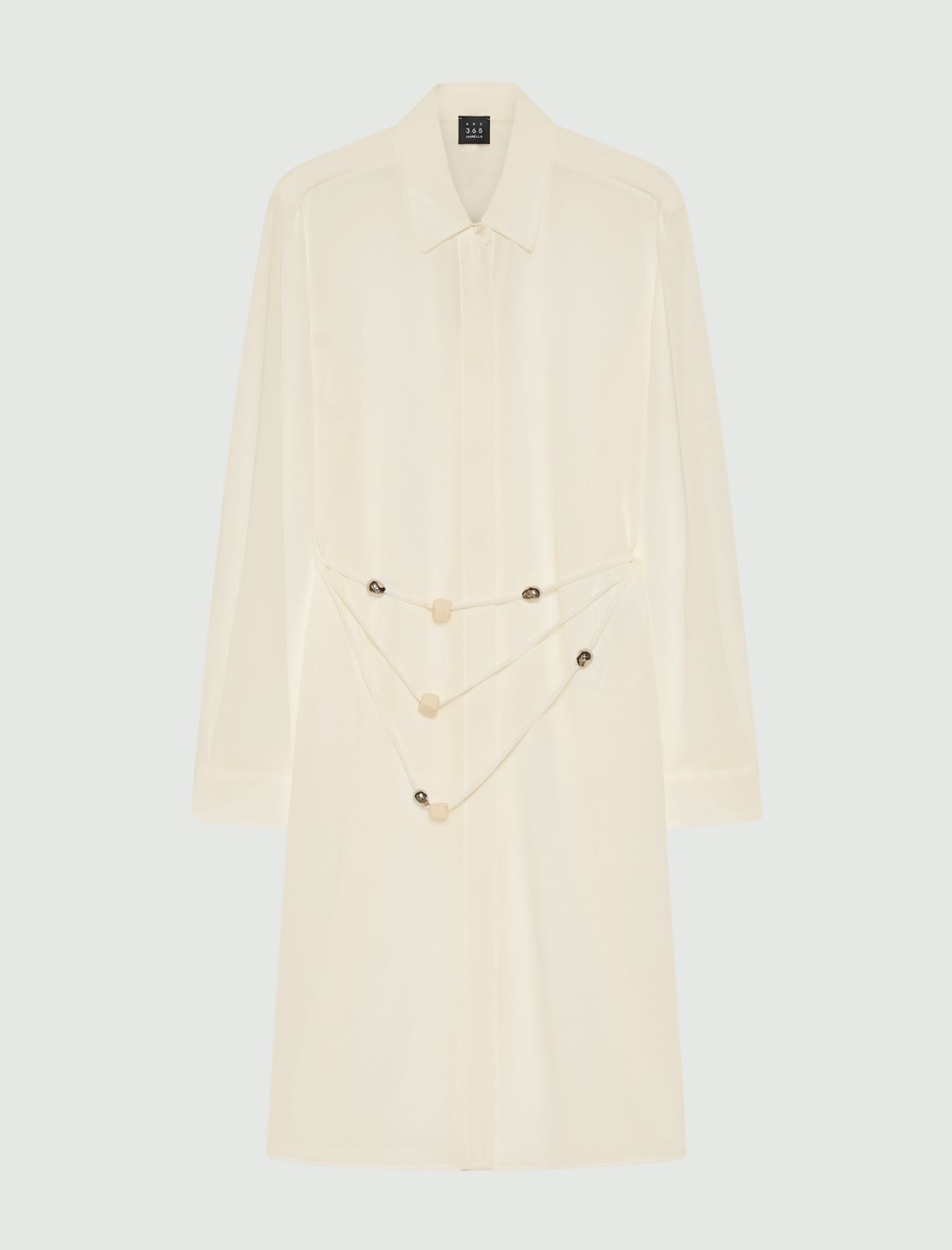 Long georgette shirt with necklace - WOOL WHITE - Marella