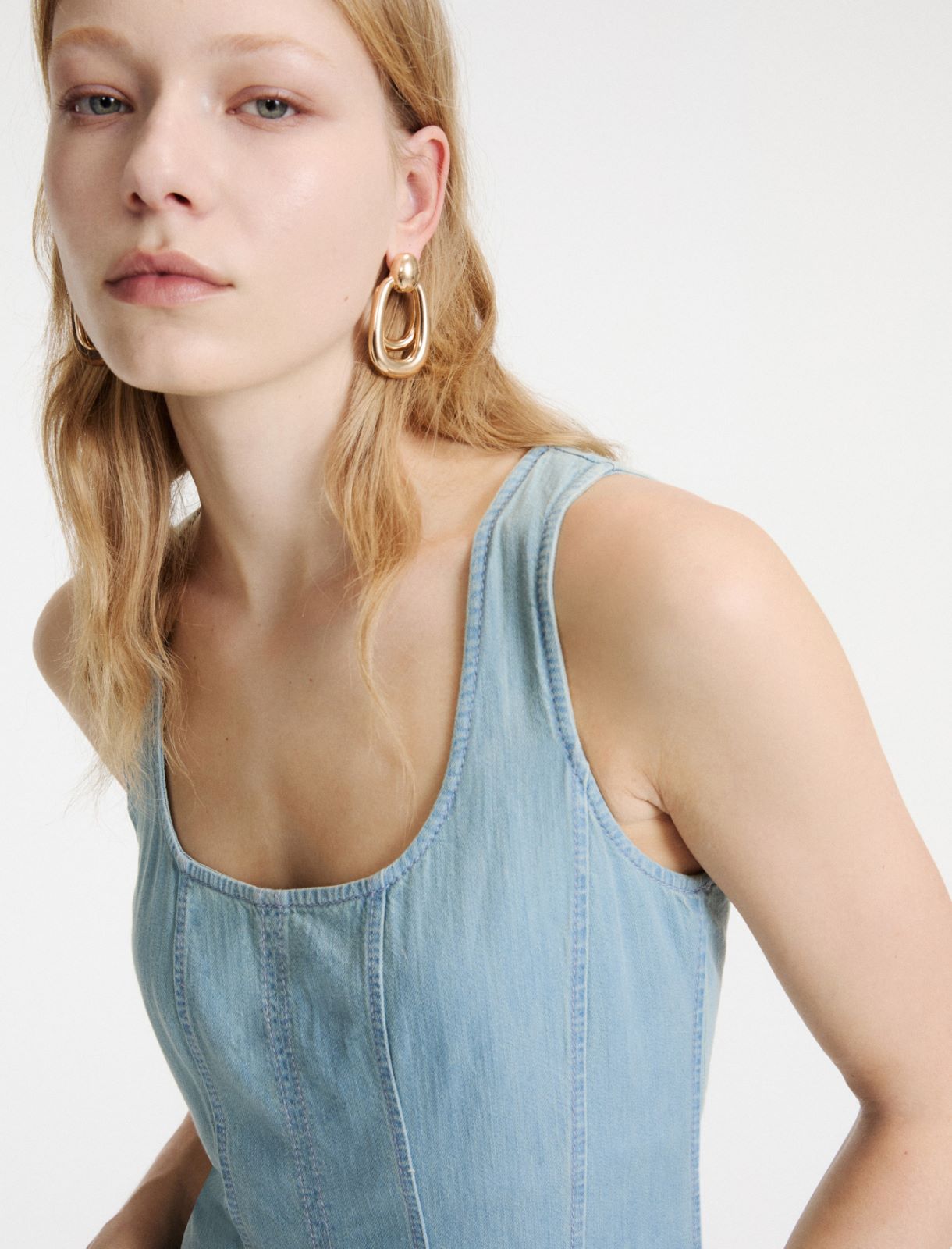 Robe cintrée en denim fluide - BLEU JEANS - Marella - 5