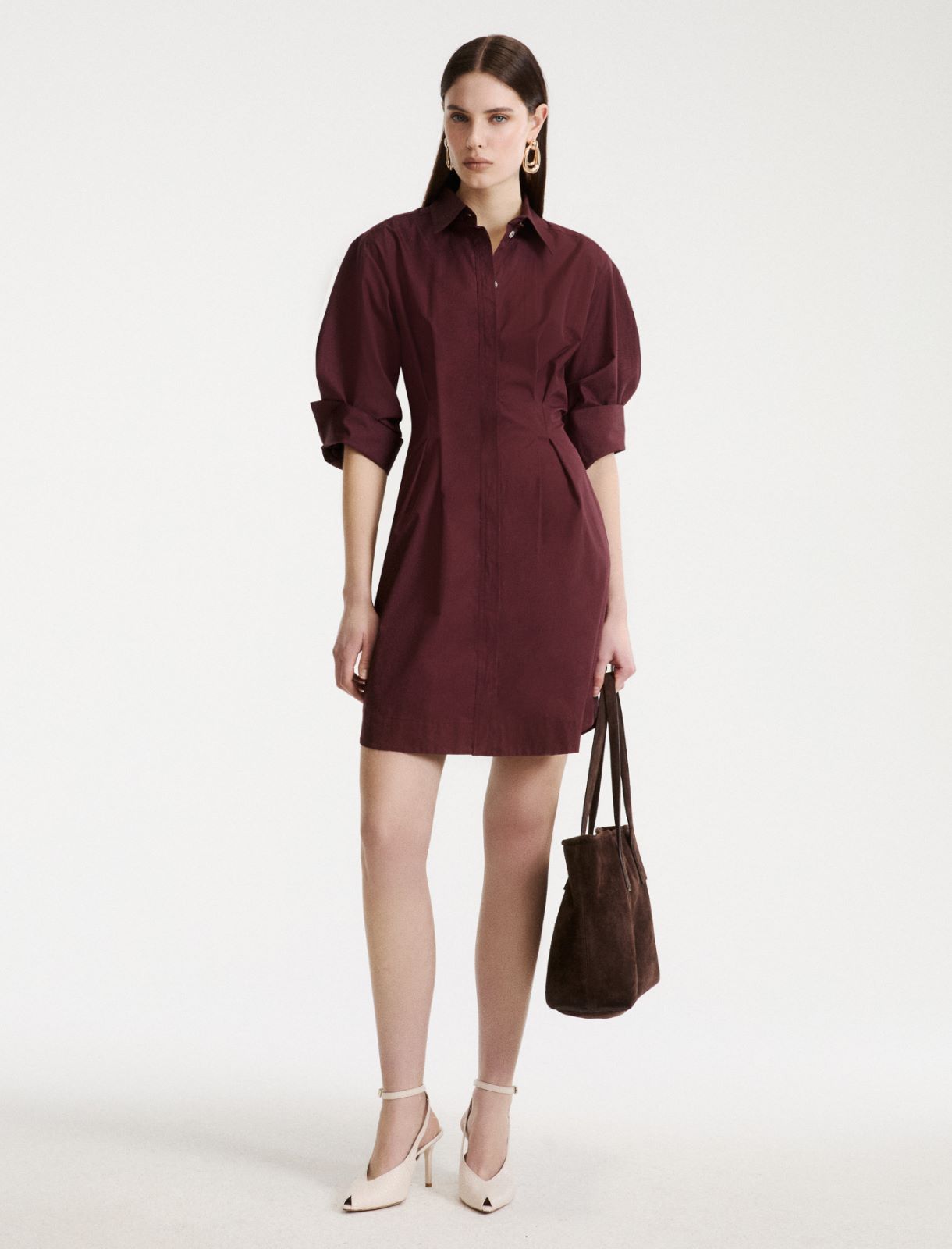 Poplin shirt dress - BORDEAUX - Marella - 2